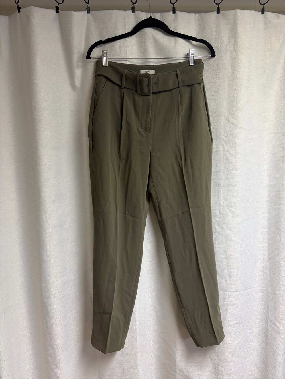 RW&CO. Olive Green Pleated Trousers with Waist Tie